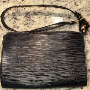 Louis Vuitton Black Leather Wristlet